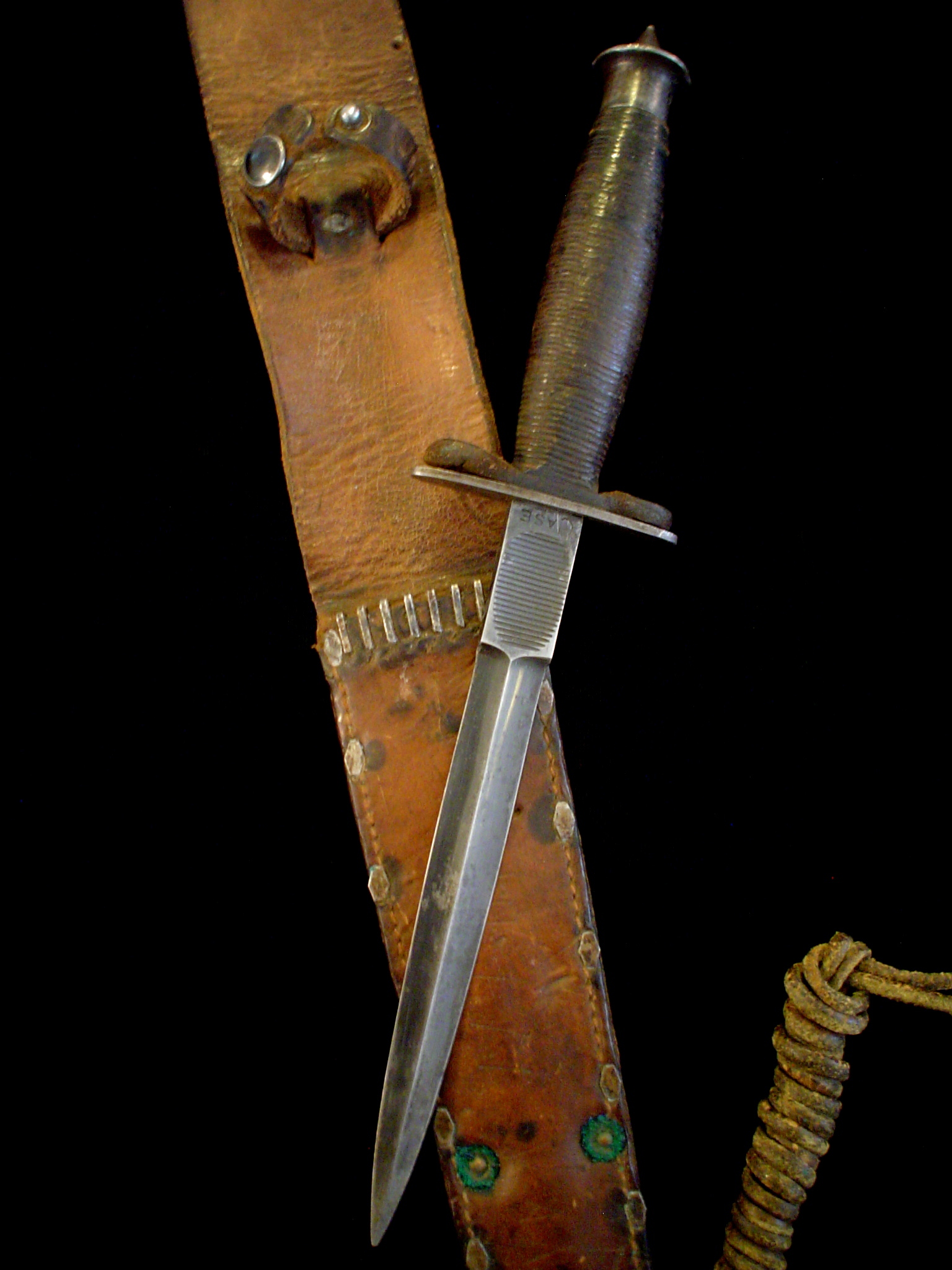 Id D Vtg Us Ww2 Case V42 Fighting Knife W Long Sheath Scabbard Military Collection Antique Dagger St Croix Blades