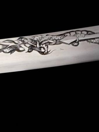 Antique Japanese Samurai Sword w/HORIMONO DRAGON Carving 