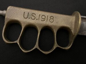US Pacific Theater 1918 Knuckle Knife w/Japanese Samurai Sword Blade -Au Lion -SO COOL
