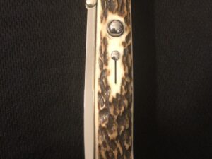 11” Stag Handle Springer -Solingen Knife -Button Stiletto -db