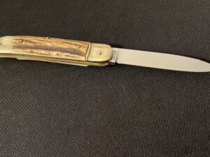 German Weidmannsheil Leverlock Auto Knife -Springer Konig -Stag Handle -Solingen -db