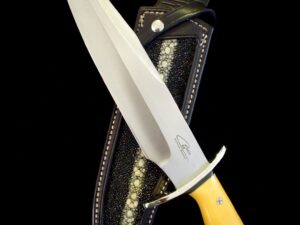 RARE Colin Cox Huge 12” CUSTOM Bowie Fighting Knife -Byrd Sheath/Gold Micarta