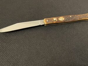Antique Presto Fishtail Knife -Geo Schrade Auto -Jigged Bone -Old Collection