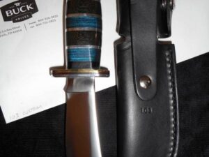 BUCK CUSTOM 103 Skinner Hunting Knife -Micarta/Blue Royalwood -Rare/Collection