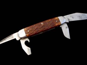 Antique Cattaraugus Little Valley Camp Scout Pocket Knife -Bone -Old Collection