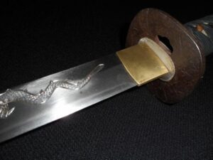 DRAGON HORIMONO & SANSCRIT CARVING—Japanese Gendai WW II Samurai Katana Sword