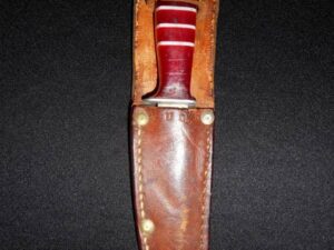 Antique Hoyt BUCK Knife -Red Lucite Handle w/Sheath -Hunting/Rare/Old Collection
