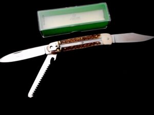 Hubertus 3-Blade Stag LeverLock Knife LIMITED EDITION Custom -Saw/Solingen db