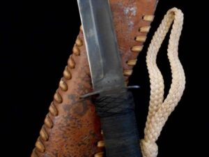 US WW II Kabar USMC Mark 2 Fighting Knife w/Awesome SAILORS KNOT -Military/BLUED