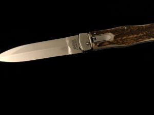 Mikov Spear Point Leverlock Auto Knife -Stag/db