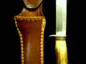 Vtg Harry Morseth Single Piece Stag Handle Hunting Knife -Brusletto Norway Blade