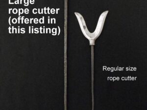 Comparison of a large and regular size rope cutter against a black background.