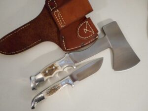 RUANA Custom Hatchet Hunting Knife Combo -Rare Set -Axe/Ax -Stag/Collection