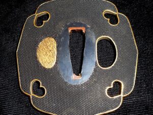 Antique-TACHI-Boars-Eye-Japanese-Samurai-Sword-TSUBA-Old-Katana-Samurai-SHAKUDO