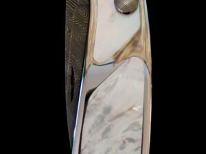 Rare CHUCK STEWART Custom Folder -Mother of Pearl Knife -DAMASCUS -Collection