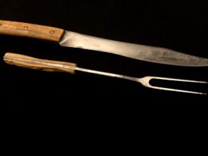 RARE—SCAGEL Handmade Carving Set -Old Knife -Fork -William/Bill/W -Stag 1930s