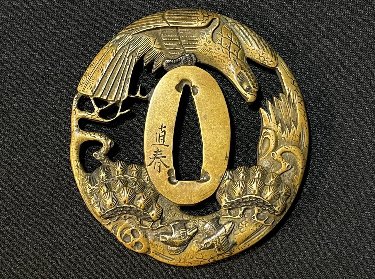 Japanese Yanagawa Naoharu Hawk Motif Tsuba
