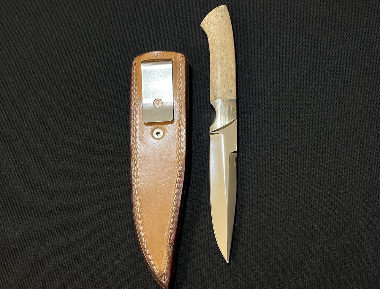 Harold Corby Custom Boot Knife w/Fossilized Walrus Bone Handle