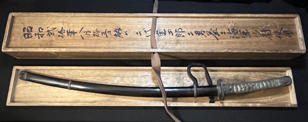 Antique Japanese Samurai Sword with Hakogaki to Navy Ensign