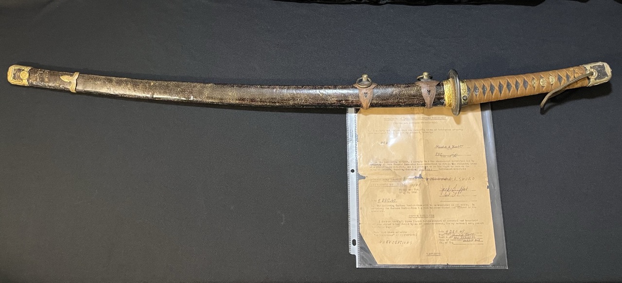 Japanese WWII Navy Sword with Bringback Paper