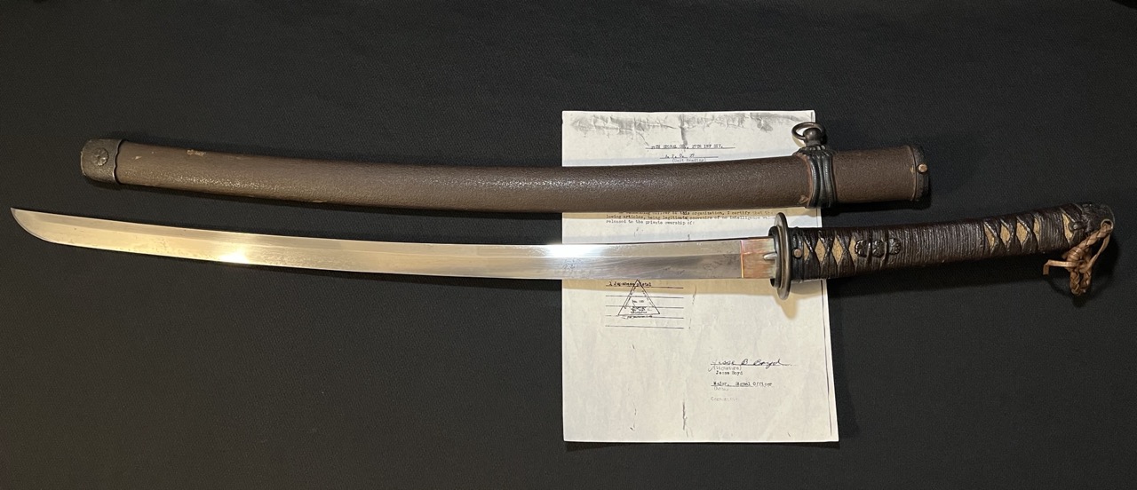 Japanese NAGAMITSU WWII Sword -1944/Type 3 Army -Samurai w/Bringback Paper - Image 5