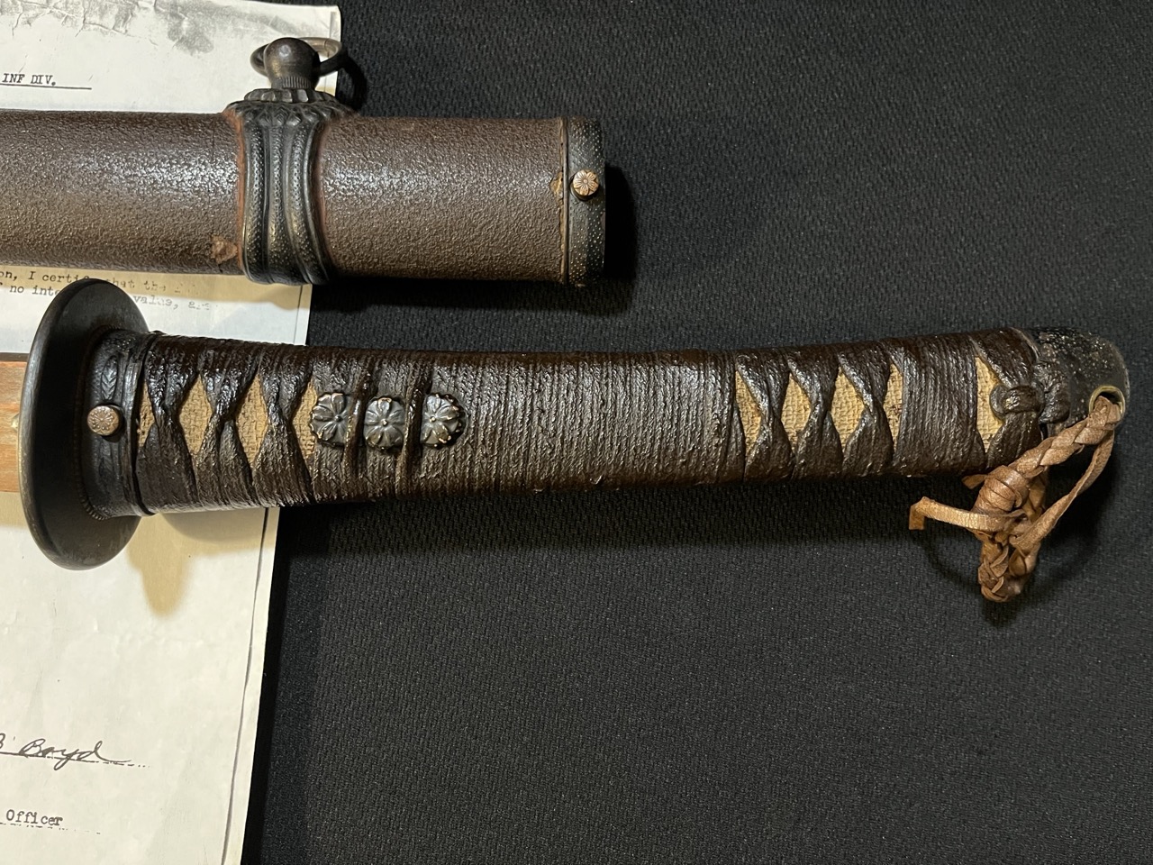 Japanese NAGAMITSU WWII Sword -1944/Type 3 Army -Samurai w/Bringback Paper - Image 6