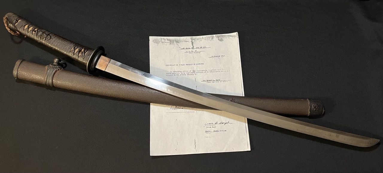 Japanese NAGAMITSU WWII Sword -1944/Type 3 Army -Samurai w/Bringback Paper - Image 10