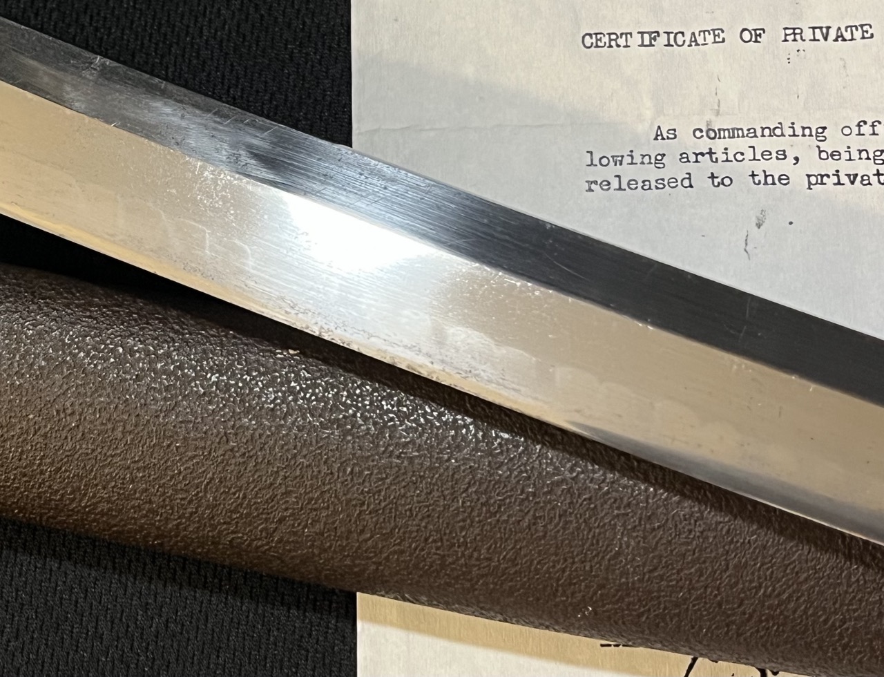 Japanese NAGAMITSU WWII Sword -1944/Type 3 Army -Samurai w/Bringback Paper - Image 11