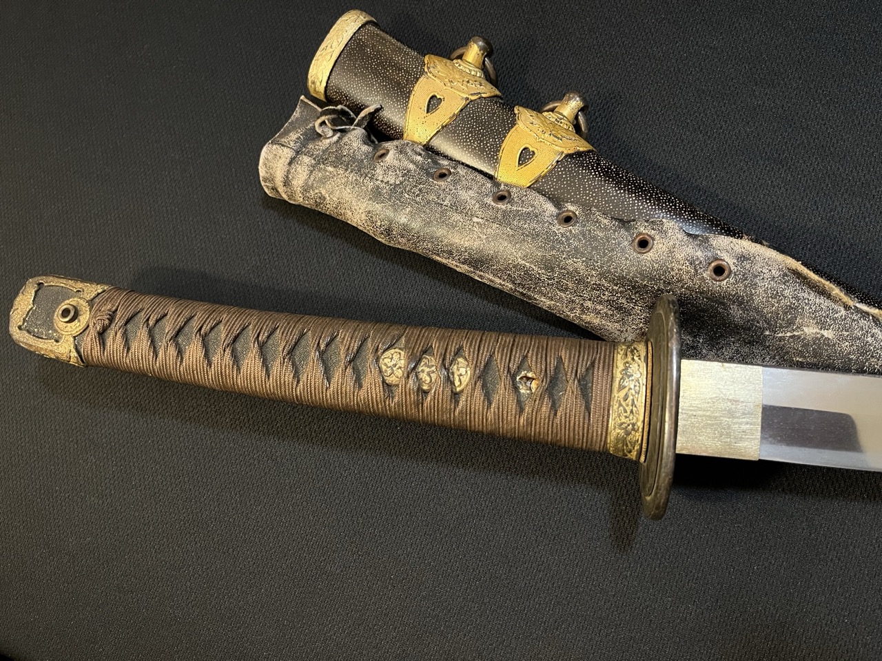 WWII Japanese Naval Sword -IJN Navy/Samurai/Antique/Sharkskin & COMBAT COVER - Image 8