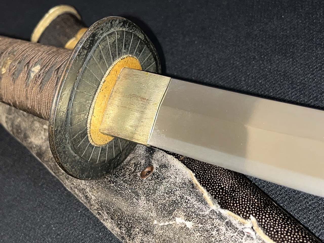 WWII Japanese Naval Sword -IJN Navy/Samurai/Antique/Sharkskin & COMBAT COVER - Image 11