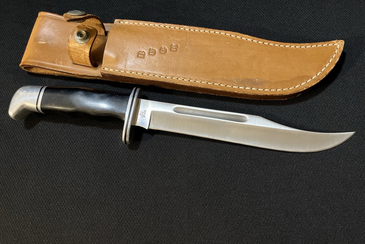 Buck CUSTOM 120 Knife -'General' -Tan Sheath -1986 Date -Bowie Hunting USA - Image 2