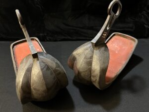 Signed Japanese Abumi Stirrups w/Silver Inlays