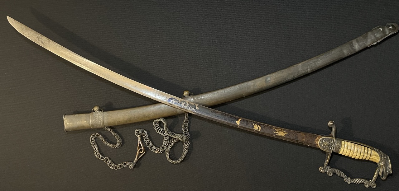American Eagle Head Sword / Saber with Blued & Gold Gilt Blade