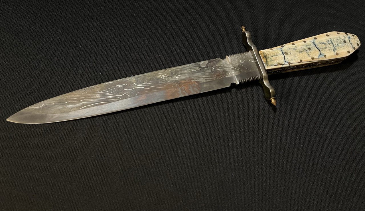 Ray Rybar Custom Knife -Damascus Dagger -ABS Master Smith Bill Moran Award Winner -bw - Image 2