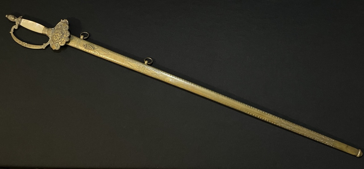 Early American Militia Sword -1840 era US -Blued/Gold Gilt -Mother of Pearl Horstmann - Image 2