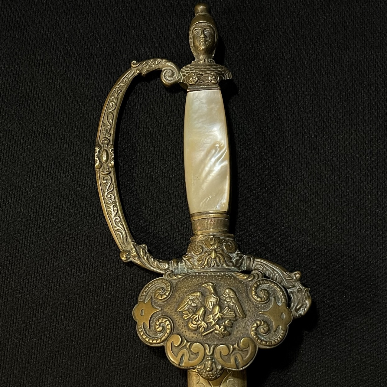 Early American Militia Sword -1840 era US -Blued/Gold Gilt -Mother of Pearl Horstmann - Image 5