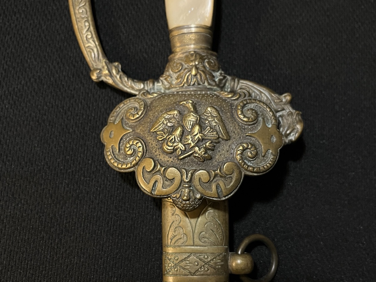 Early American Militia Sword -1840 era US -Blued/Gold Gilt -Mother of Pearl Horstmann - Image 6