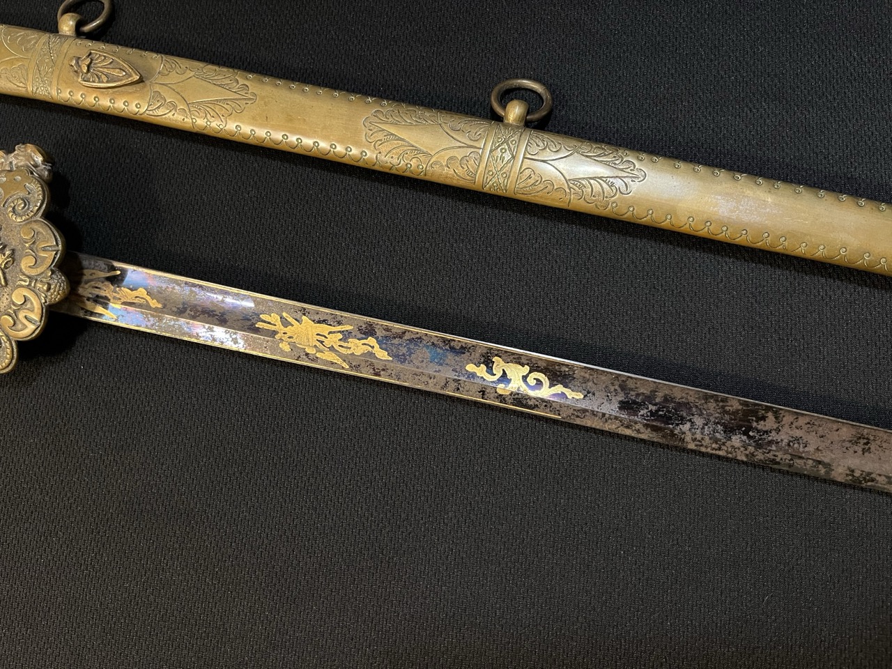 Early American Militia Sword -1840 era US -Blued/Gold Gilt -Mother of Pearl Horstmann - Image 10