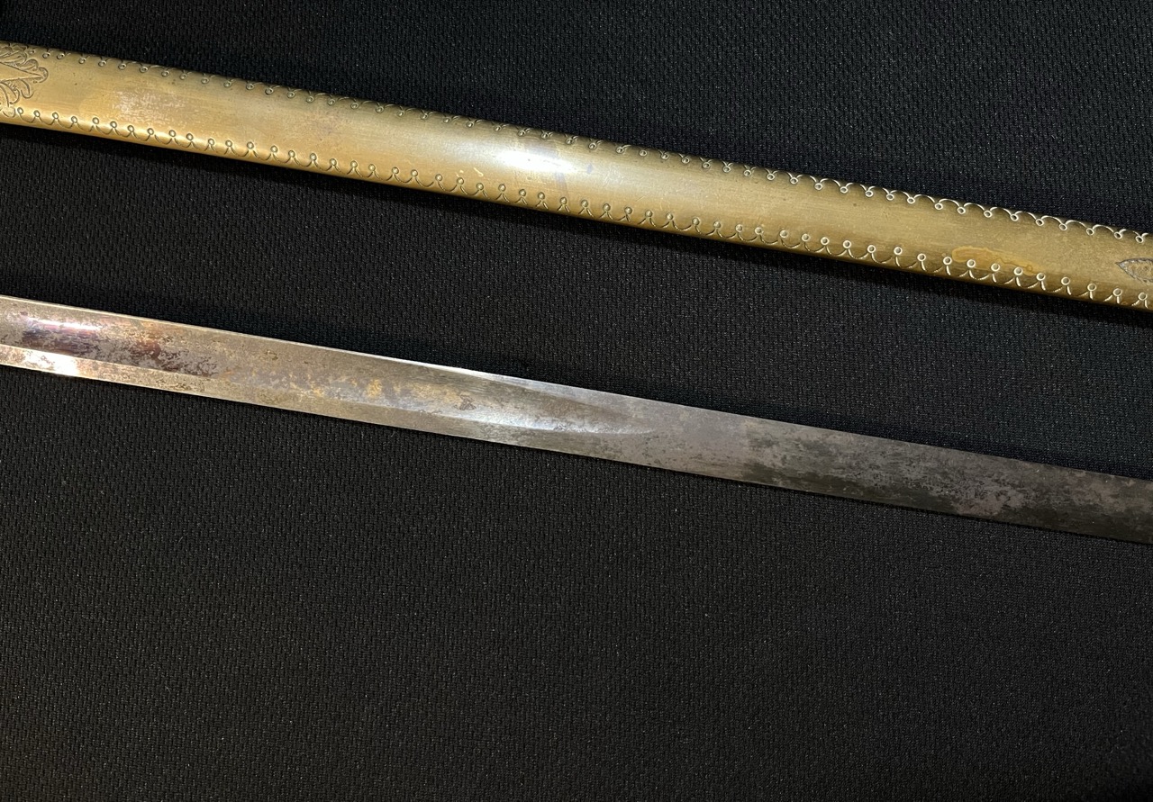 Early American Militia Sword -1840 era US -Blued/Gold Gilt -Mother of Pearl Horstmann - Image 11