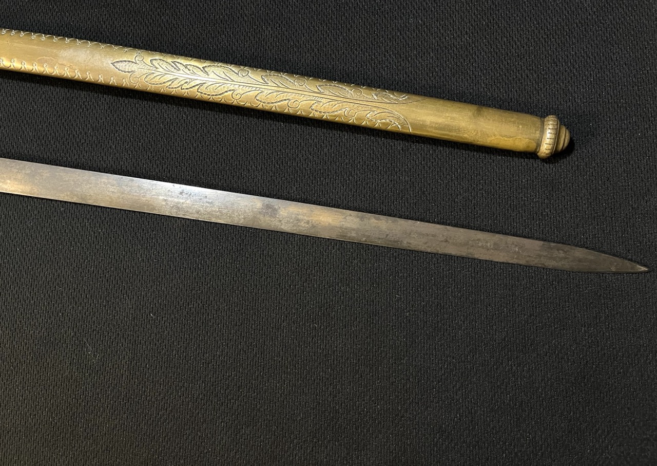 Early American Militia Sword -1840 era US -Blued/Gold Gilt -Mother of Pearl Horstmann - Image 12