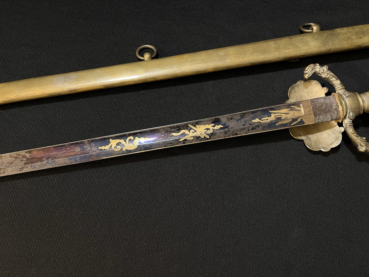 Early American Militia Sword -1840 era US -Blued/Gold Gilt -Mother of Pearl Horstmann - Image 15