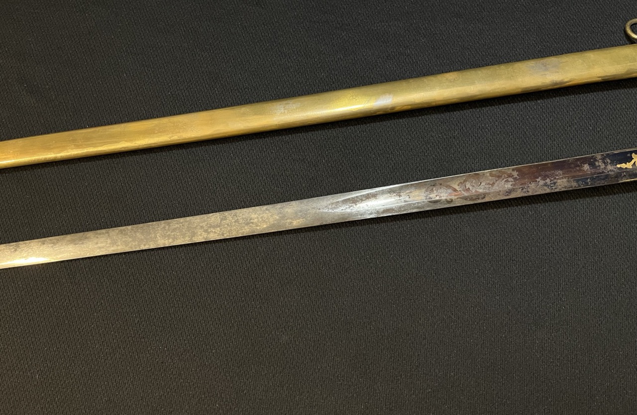 Early American Militia Sword -1840 era US -Blued/Gold Gilt -Mother of Pearl Horstmann - Image 16