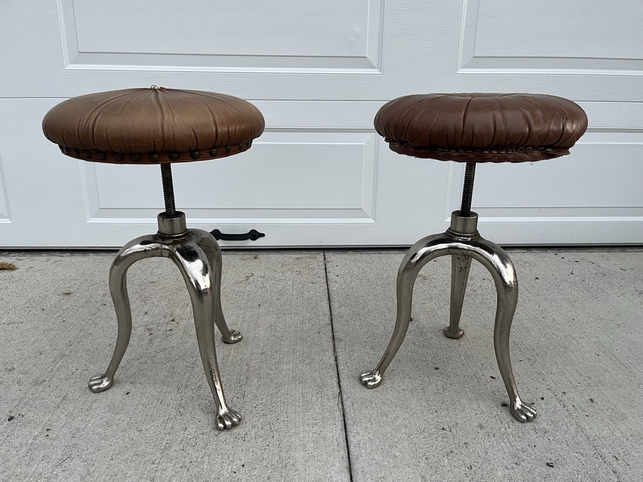 Antique Claw Foot Stool Set -circa 1910-1920 Artist/Industrial/Drafting Table Matching - Image 2