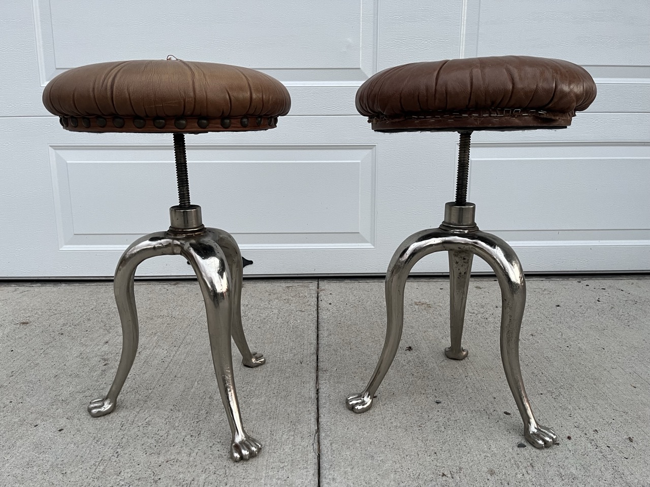 Antique Claw Foot Stool Set -circa 1910-1920 Artist/Industrial/Drafting Table Matching - Image 6
