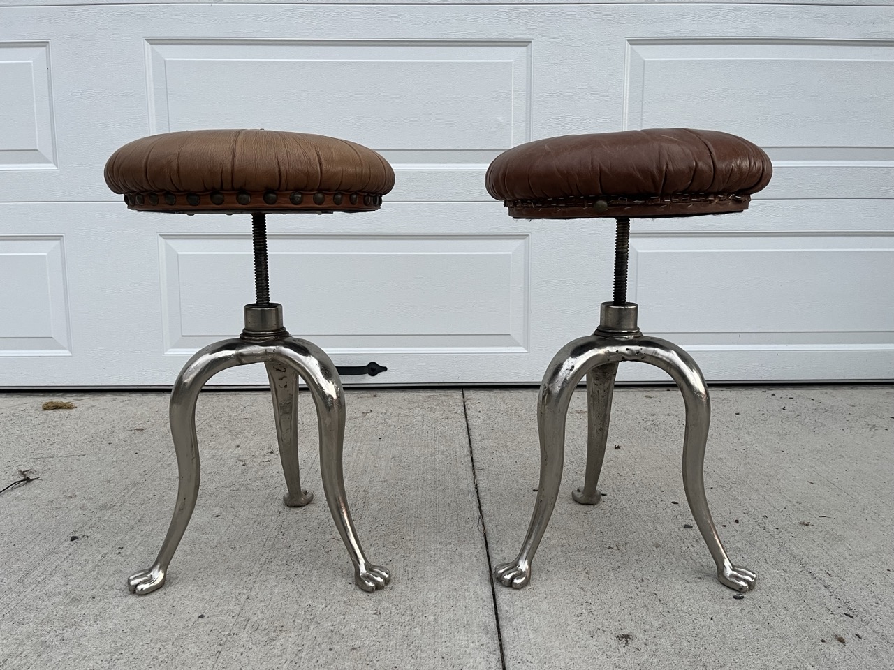 Antique Claw Foot Stool Set -circa 1910-1920 Artist/Industrial/Drafting Table Matching - Image 9