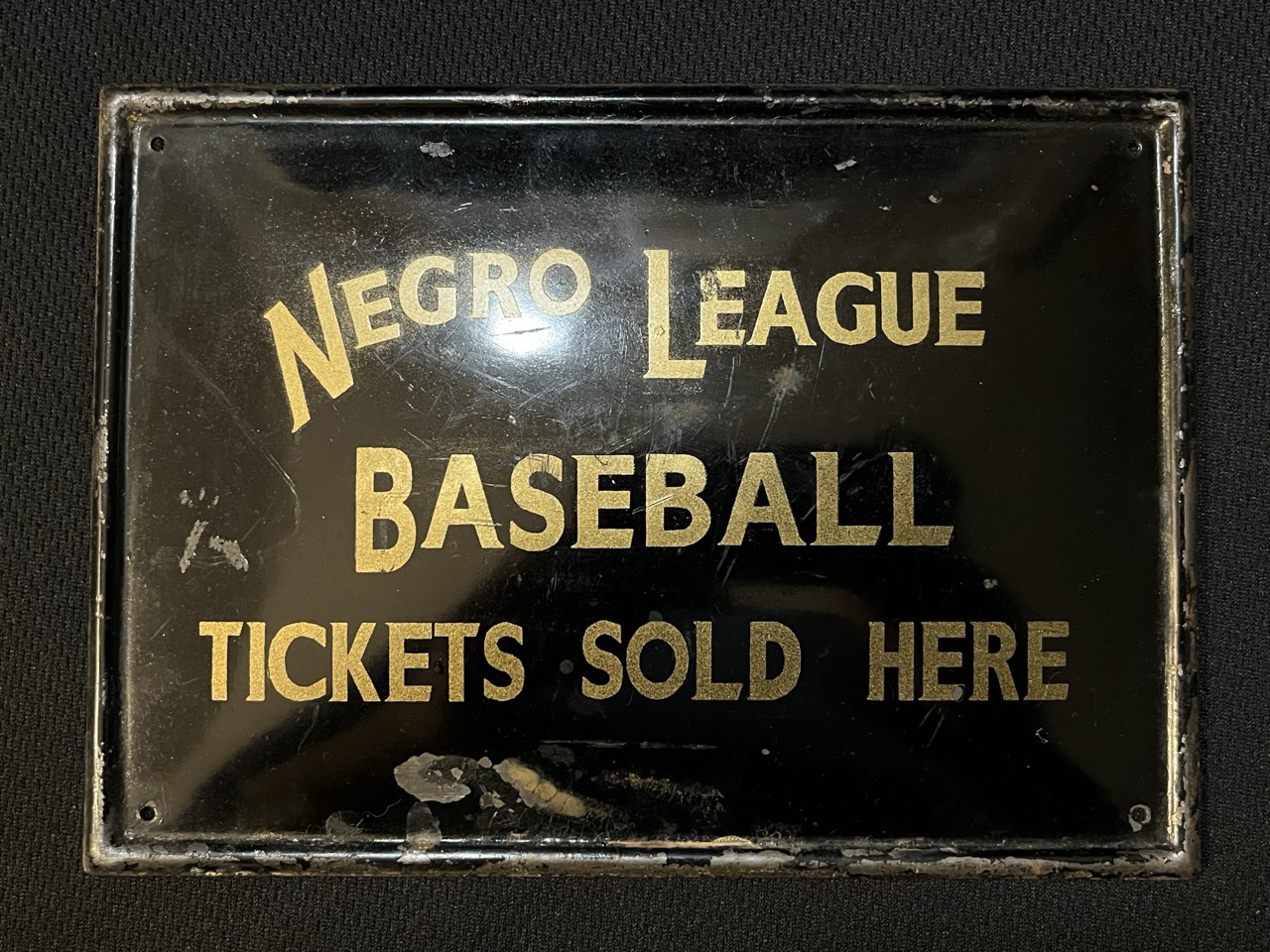 Negro League Baseball Sign -Tickets Sold Here -Tin -RARE Antique -ca 1920-1948 - Image 2