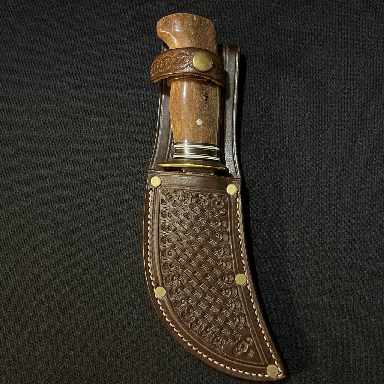JIM BEHRING JR Knife -Custom Scagel Style Hunting Skinning -Bone Handle - Image 2