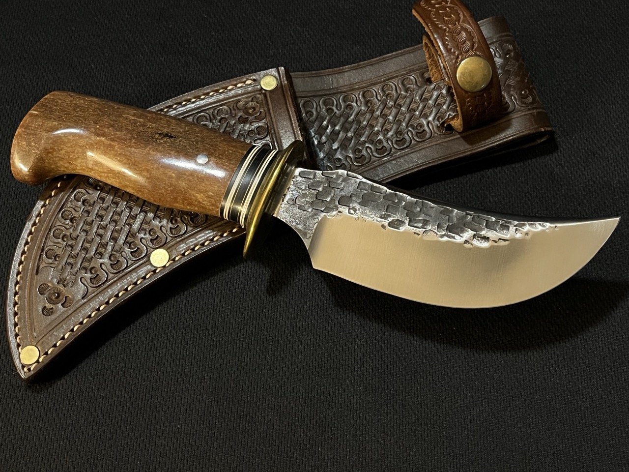 JIM BEHRING JR Knife -Custom Scagel Style Hunting Skinning -Bone Handle - Image 5